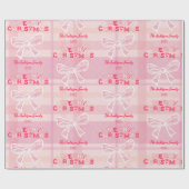 Retro Pink Plaid Whimsical Holiday  Geschenkpapier (Flach)