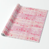 Retro Pink Plaid Whimsical Holiday  Geschenkpapier (Ungerollt)