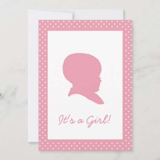 Retro Pink Polka Dot Baby Ankündigung (Vorderseite)