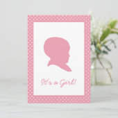 Retro Pink Polka Dot Baby Ankündigung (Stehend Vorderseite)