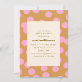 Retro Pink Polka Dot Bridal Brunch Dusche Modern Einladung (Vorderseite)
