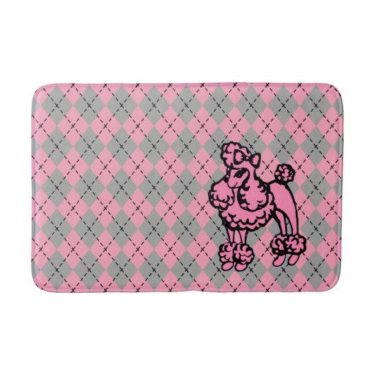 Retro Pink Poodle Bad Rug Badematte (Vorderseite)