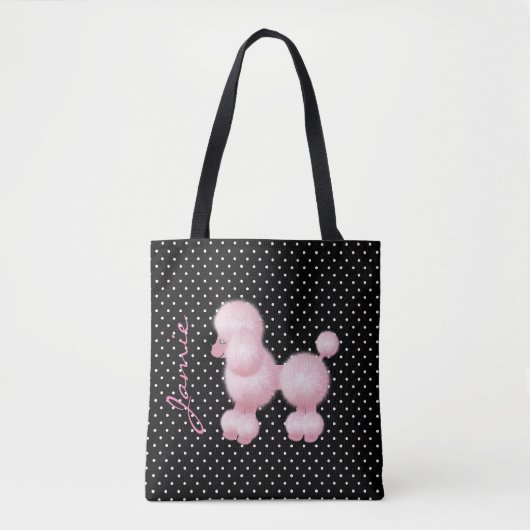 Retro Pink Poodle Custom Totbeutel Tasche (Vorderseite)