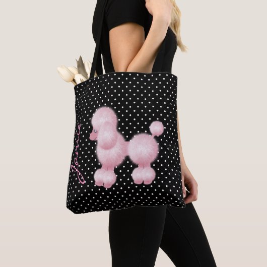 Retro Pink Poodle Custom Totbeutel Tasche (Von Nahem)