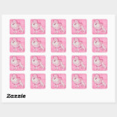 Retro Pink Poodle Gingham Stickers (Blatt)