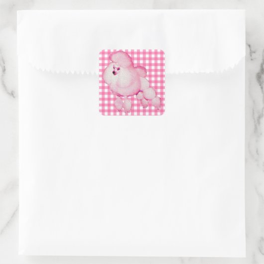 Retro Pink Poodle Gingham Stickers (Tasche)