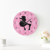 Retro Pink Poodle Große Wanduhr (Zuhause)
