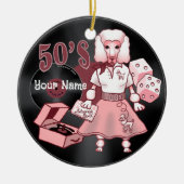 Retro Pink Poodle Ornament (Vorne)