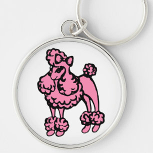 Retro Pink Poodle Schlüsselanhänger