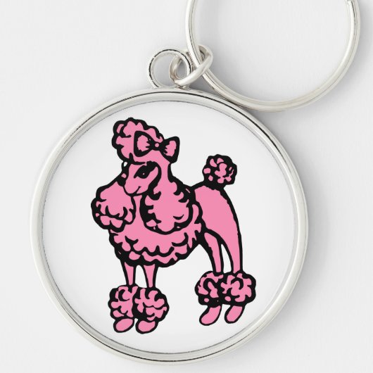 Retro Pink Poodle Schlüsselanhänger (Vorne)