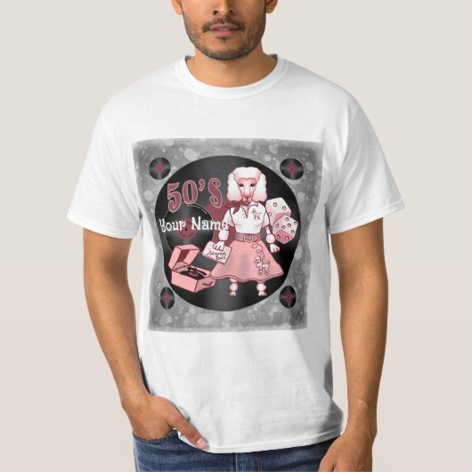 Retro Pink Pudel T-Shirt (Vorderseite)