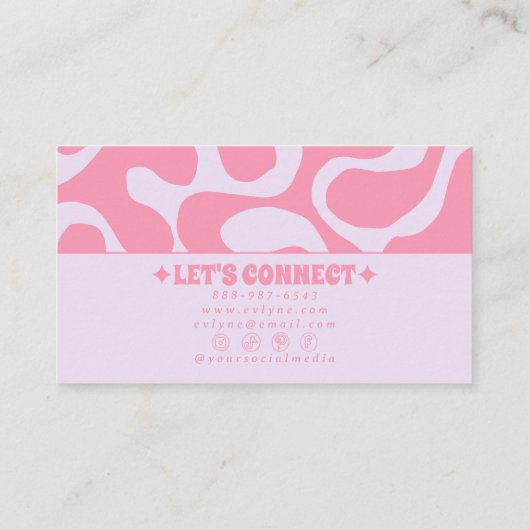 Retro Pink Purple 70s Boho Groovy Girly Trendy Visitenkarte (Rückseite)