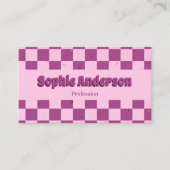 Retro Pink & Purple Checkerboard with QR Code Visitenkarte (Vorderseite)