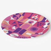 Retro Pink Purple Wine Bauhaus Cocktail Pattern Pappteller (Schrägansicht)