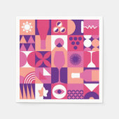 Retro Pink Purple Wine Bauhaus Cocktail Pattern Serviette (Vorderseite)