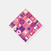 Retro Pink Purple Wine Bauhaus Cocktail Pattern Serviette (Ecke)