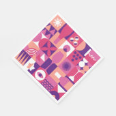 Retro Pink Purple Wine Bauhaus Cocktail Pattern Serviette (Ecke)