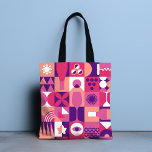 Retro Pink Purple Wine Bauhaus Pattern Tasche<br><div class="desc">Retro Pink Purple Wine Bauhaus Pattern Tote Bags features a vintage wine pattern in pink,  purple and white. Perfect gifts for wine lovers for birthdays,  celebrations,  thank you gifts,  staff,  Christmas and holiday gifts. Created by Evco Studio www.zazzle.com/store/evcostudio</div>