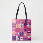 Retro Pink Purple Wine Bauhaus Pattern Tasche (Vorderseite)