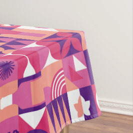Retro Pink Purple Wine Bauhaus Pattern Tischdecke
