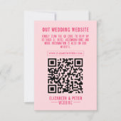 Retro Pink QR Code Wedding Website RSVP Karte (Vorderseite)