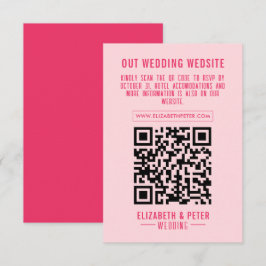 Retro Pink QR Code Wedding Website RSVP Karte