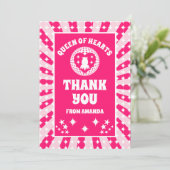 Retro Pink Queen of Hearts Birthday Danke Karte (Stehend Vorderseite)