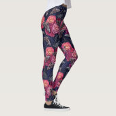 Retro Pink Raven Evermore mit Rose und Hawkmoths Leggings (Rechts)