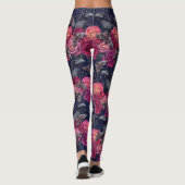 Retro Pink Raven Evermore mit Rose und Hawkmoths Leggings (Rückseite)