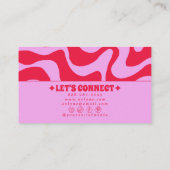 Retro Pink Red 70s Boho Groovy Funky Trendy Fun Visitenkarte (Rückseite)