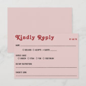 Retro Pink Red & Black Wedding RSVP Karte (Vorne/Hinten)