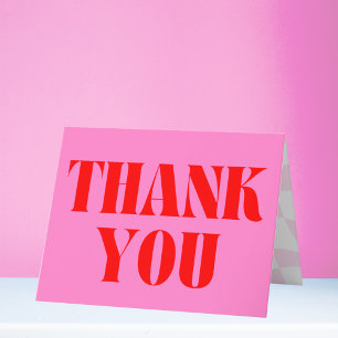 Retro Pink Red Bold Typography Dankeskarte