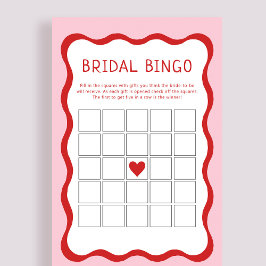 Retro Pink Red Brautparty Bingo Game Cards