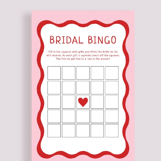 Retro Pink Red Brautparty Bingo Game Cards