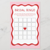 Retro Pink Red Brautparty Bingo Game Cards (Vorderseite)