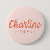 Retro Pink & Red Bridesmaid Button (Vorderseite)