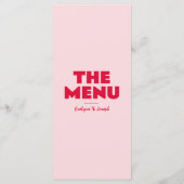 Retro Pink Red Bright Funky Bold Moderne Hochzeit Menükarte (Rückseite)