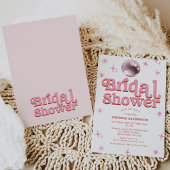 Retro Pink Red Disco Ball Brautparty Einladung