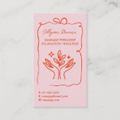 Retro Pink Red Doodles Massage Therapist QR Code Visitenkarte (Vorderseite)