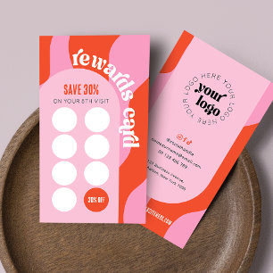 Retro Pink & Red Einzigartiger Schönheitssalon Nag Treuekarte