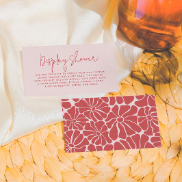 Retro Pink & Red Groovy Bridal Brunch Begleitkarte