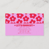 Retro Pink Red Groovy Floral Boho Girly Trendy Visitenkarte (Rückseite)