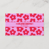 Retro Pink Red Groovy Floral Boho Girly Trendy Visitenkarte (Vorderseite)