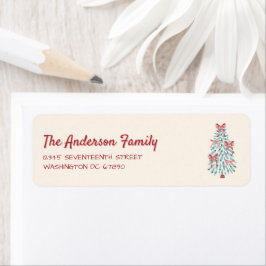 Retro Pink Red Hand Drawn Ribbons Tree Weihnachten