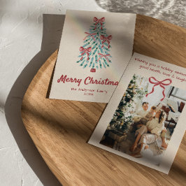 Retro Pink Red Hand Drawn Ribbons Tree Weihnachten