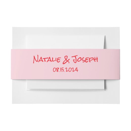 Retro Pink Red Hand Written Modern Funky Wedding Einladungsbanderole (Vorderseite Beispiel)