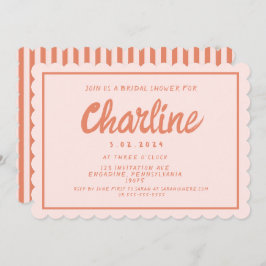 Retro Pink & Red Handwriting Brautparty Invitati Einladung