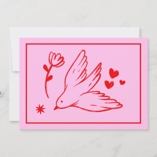 Retro Pink & Red Handwriting Wedding speichern Sie Save The Date (Rückseite)