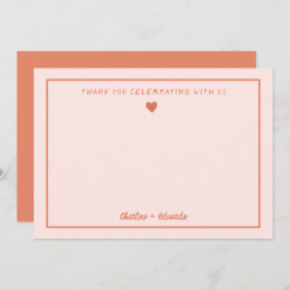 Retro Pink & Red Handwriting Wedding Vielen Dank Dankeskarte