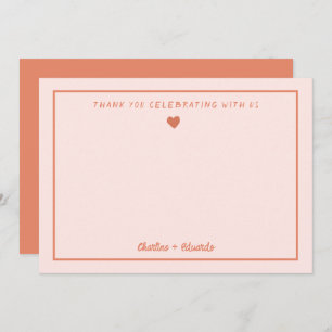 Retro Pink & Red Handwriting Wedding Vielen Dank Dankeskarte